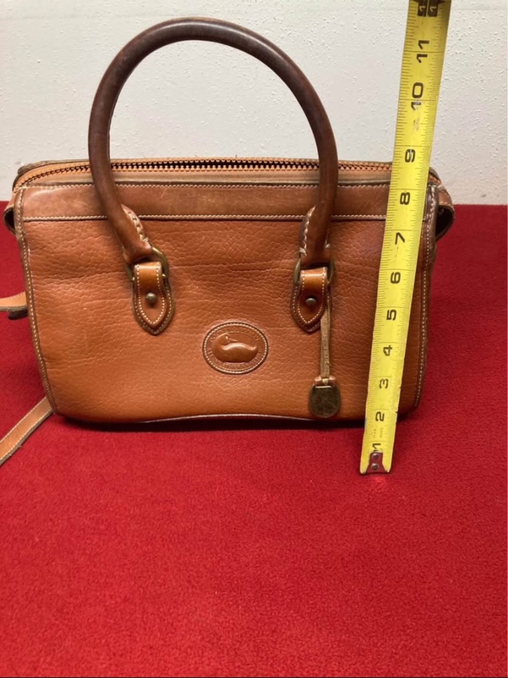 Dooney & Bourke Brown Leather Crossbody Satchel with Short Handles - Picture 6 of 10